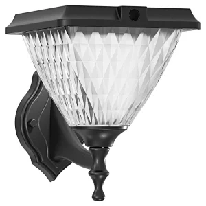Solar Wall Diamond Light, Cast Aluminum Solar Wall Mounted Light for Outdoor Pathway Garden Yard